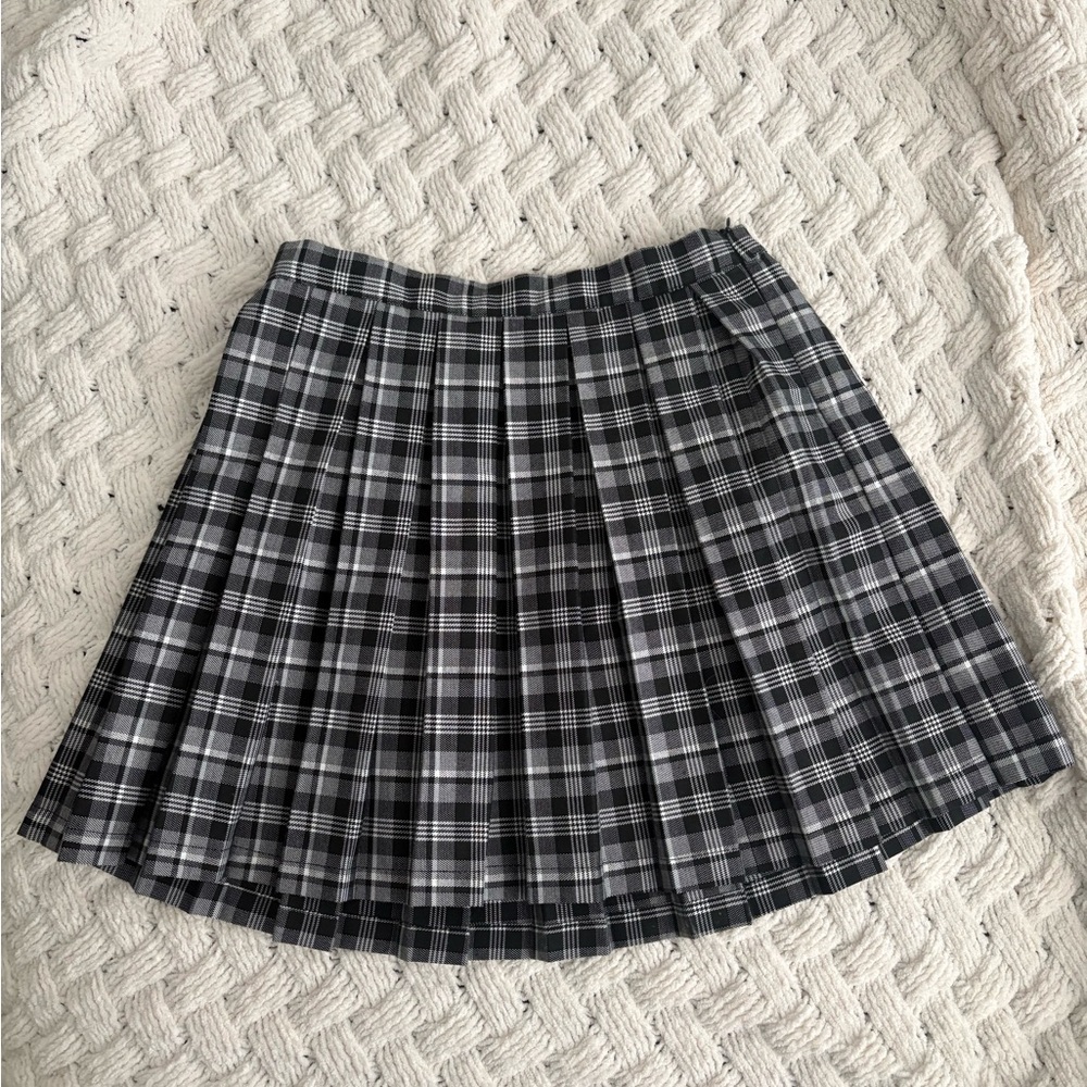 Chic Plaid Skater Skirt - Black and Gray